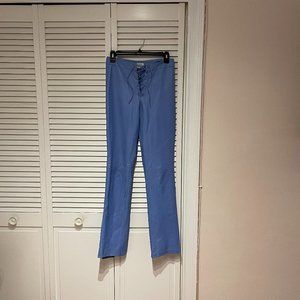 Blue Bootcut leather pants
